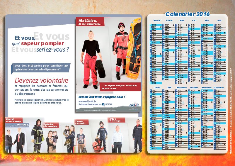 page intérieur calendrier des pompiers